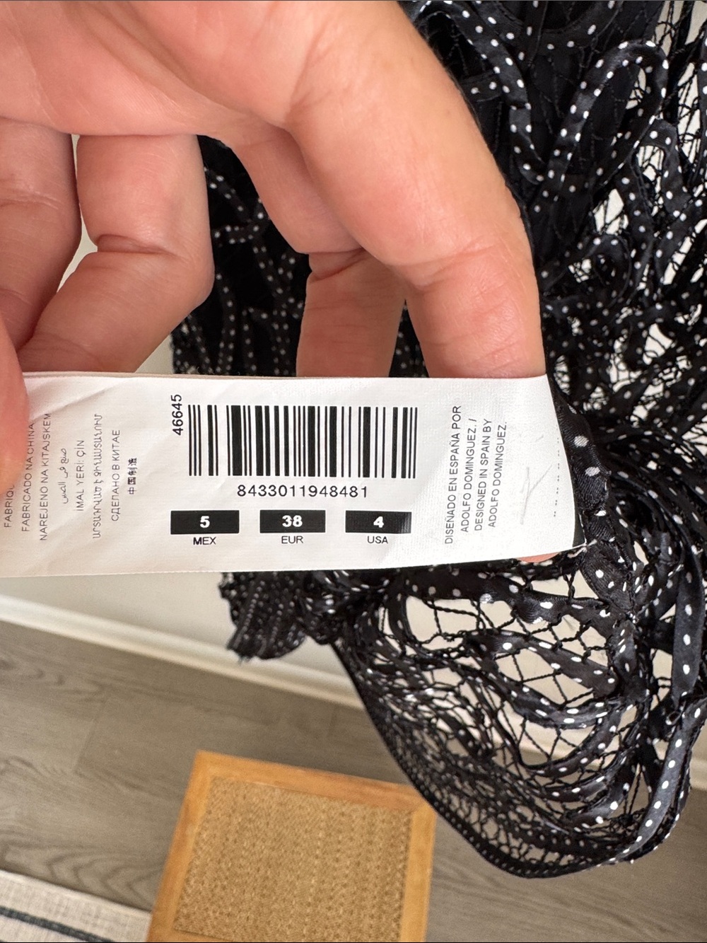 Adolfo Dominguez Costura Black Mesh Ribbon Cocktail Dress Size US 4 EU 38 Sheer - Picture 9 of 12